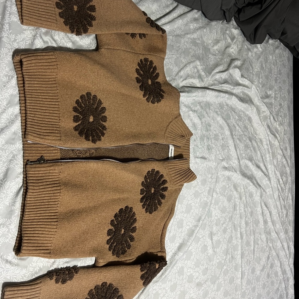 Sandro Brown Floral Sweater